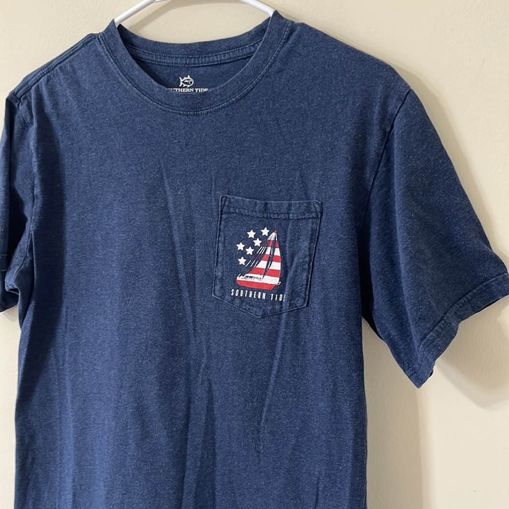Southern Tide Navy Patriotic Sail Heathered T-Shirt Size Small - Picture 4 of 6